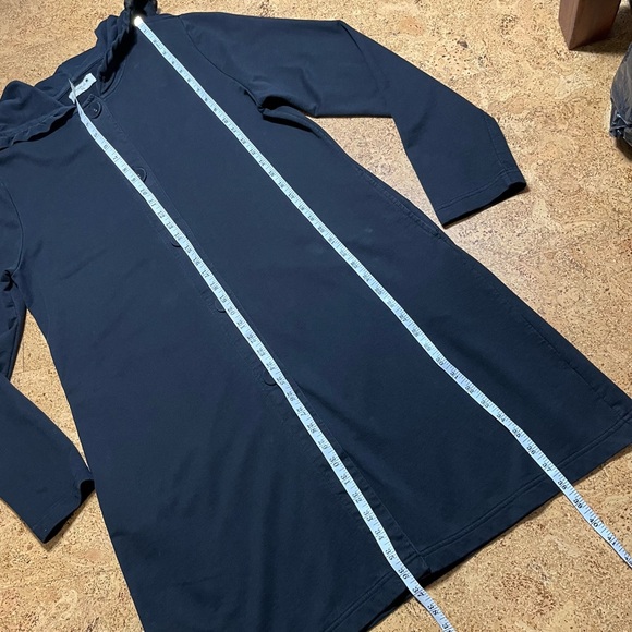 Ours Wm’s Ruffle Hooded Button Down Duster Jacket In Black Sz XL - Picture 13 of 15